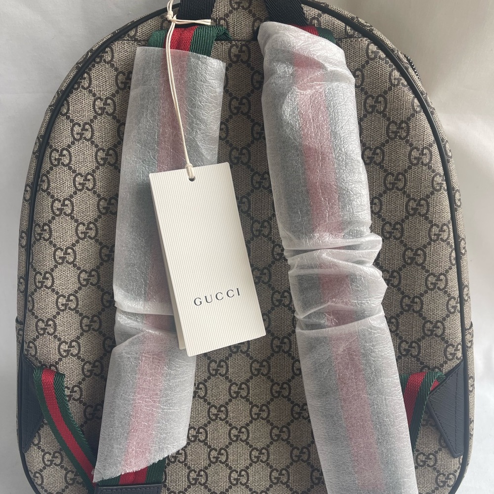 COPY - $1290 Gucci Brown Coated Canvas Punky FriendGRG Web Straps Backpack 4335… - Picture 5 of 17